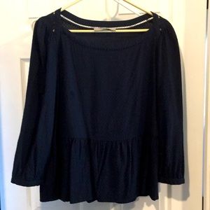 LOFT Navy Peasant Blouse
